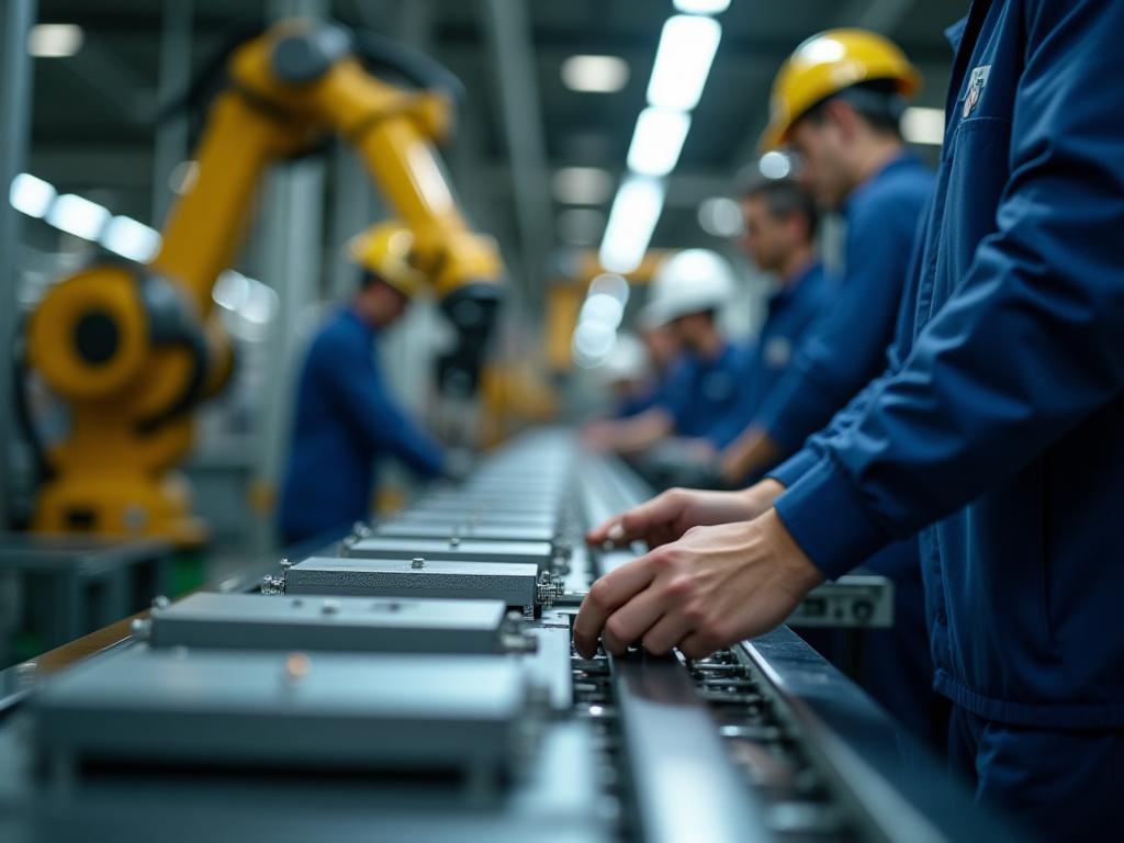 製造ラインで組み立てられている製品コンポーネント。