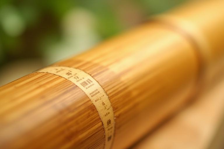 リサイクル可能な竹素材で作られたプロダクトのクローズアップ。